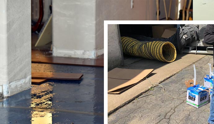 Team providing urgent water removal services in action
