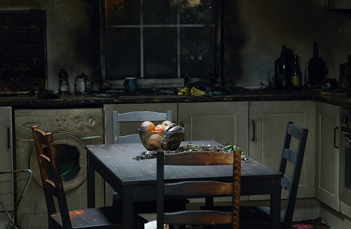 Fire damaged dining room