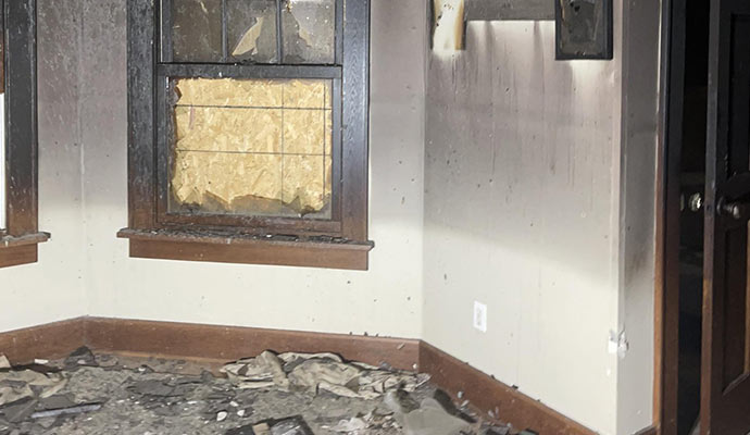 House Wall Fire Smoke Damage