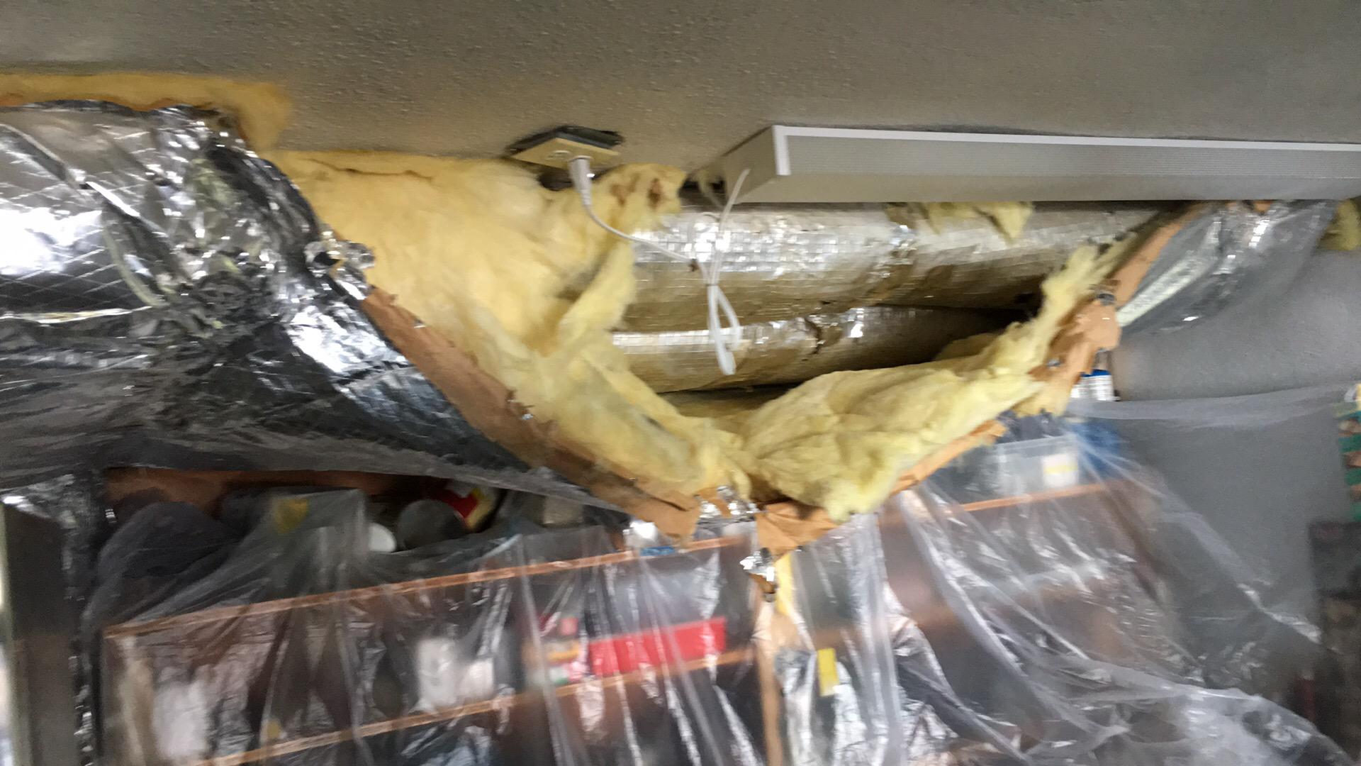 Water damage to ceiling in garage
