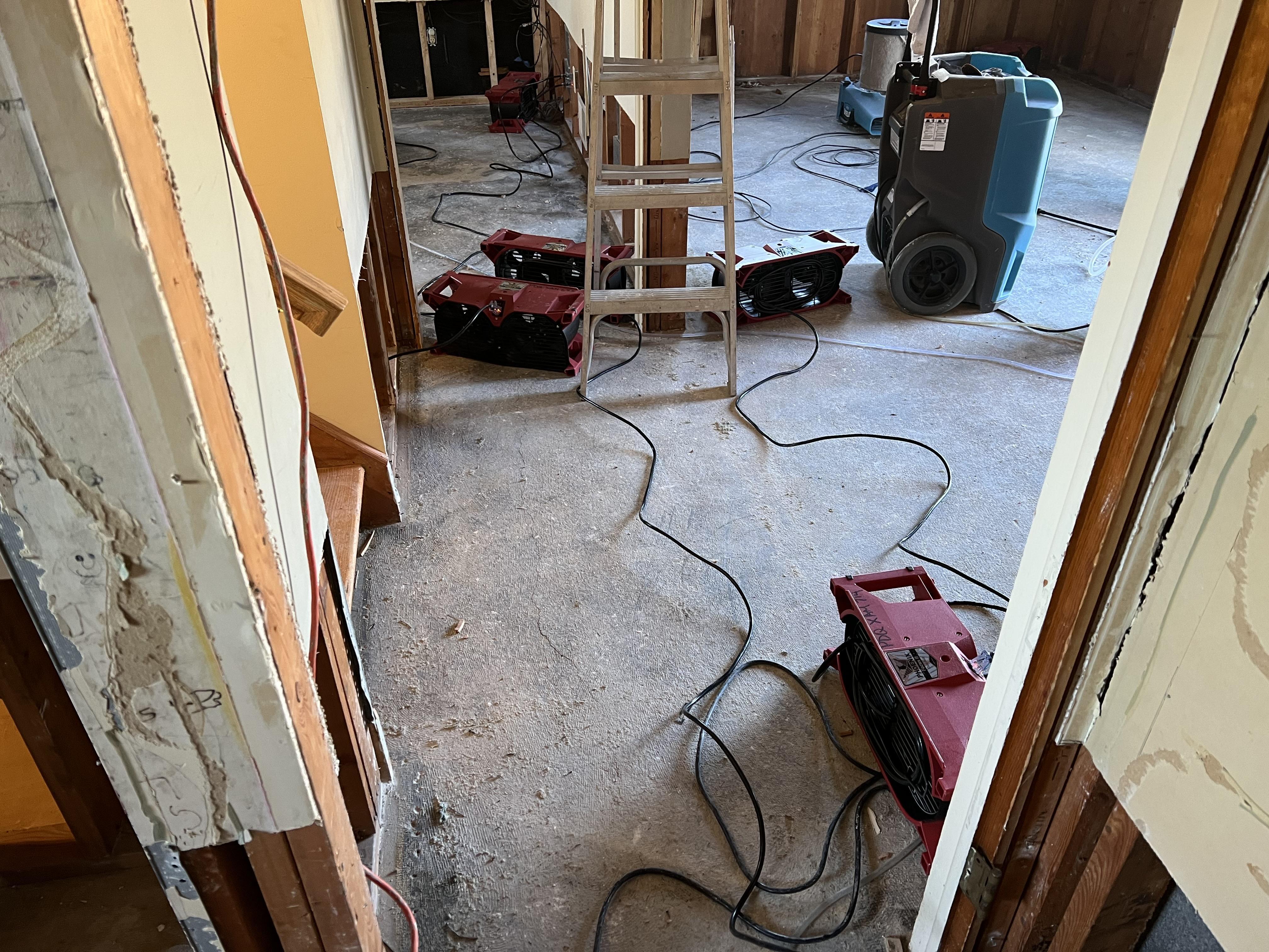 Drying equipment setup after demo.
