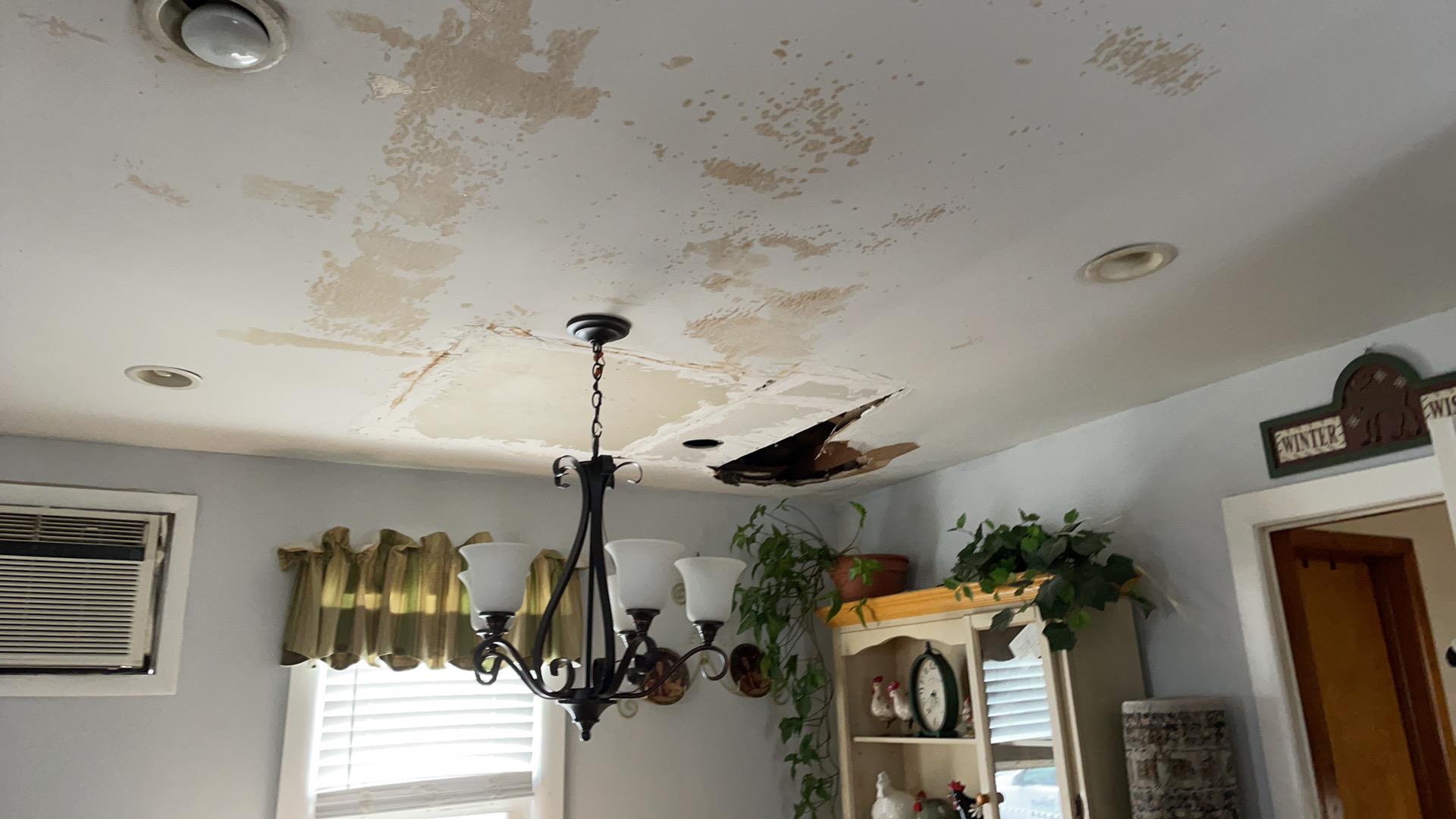 Water damage on ceiling