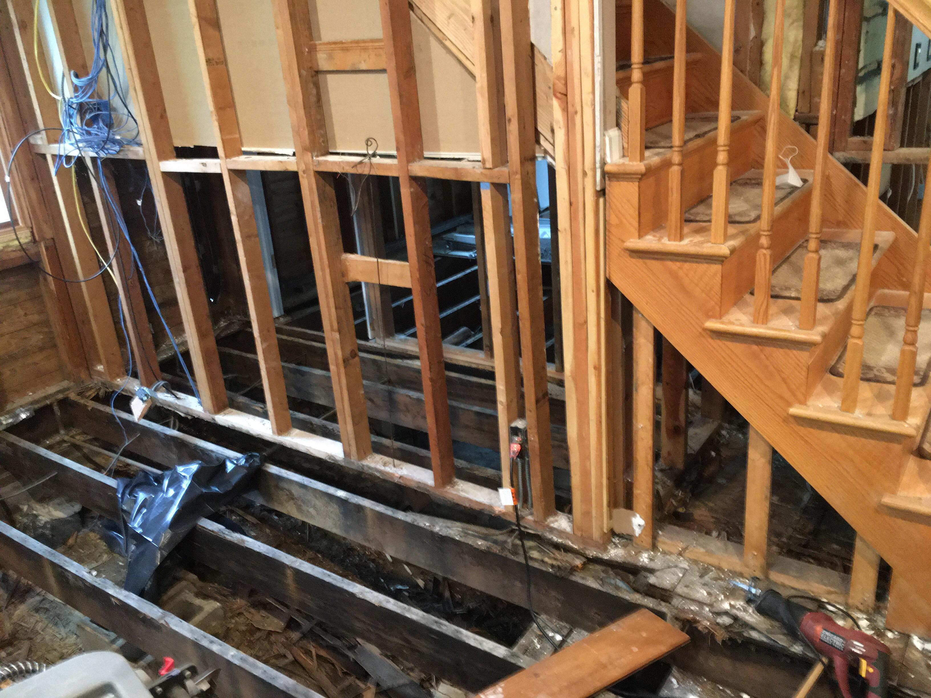 Water damaged materials removed