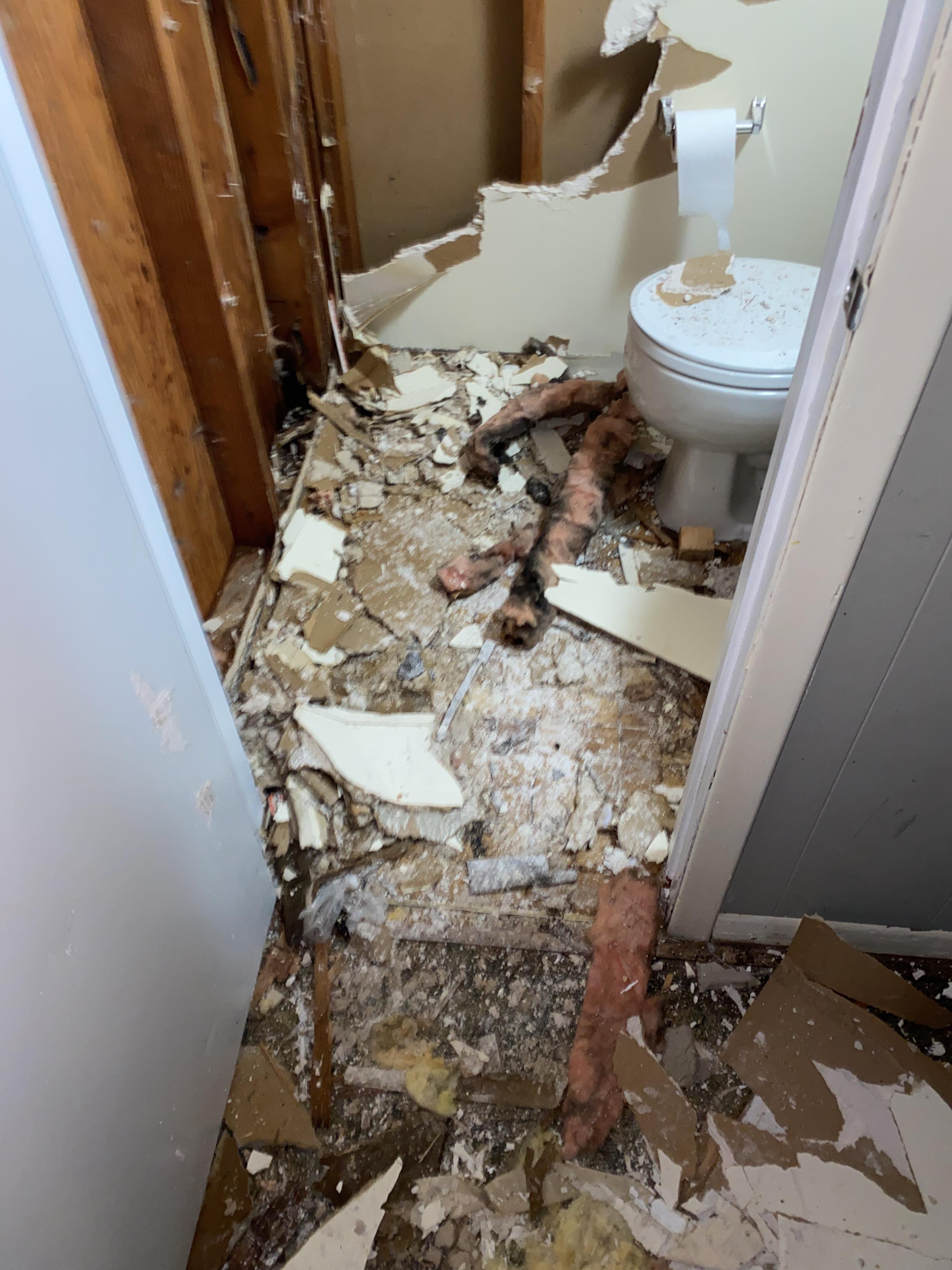 Bathroom pipe burst