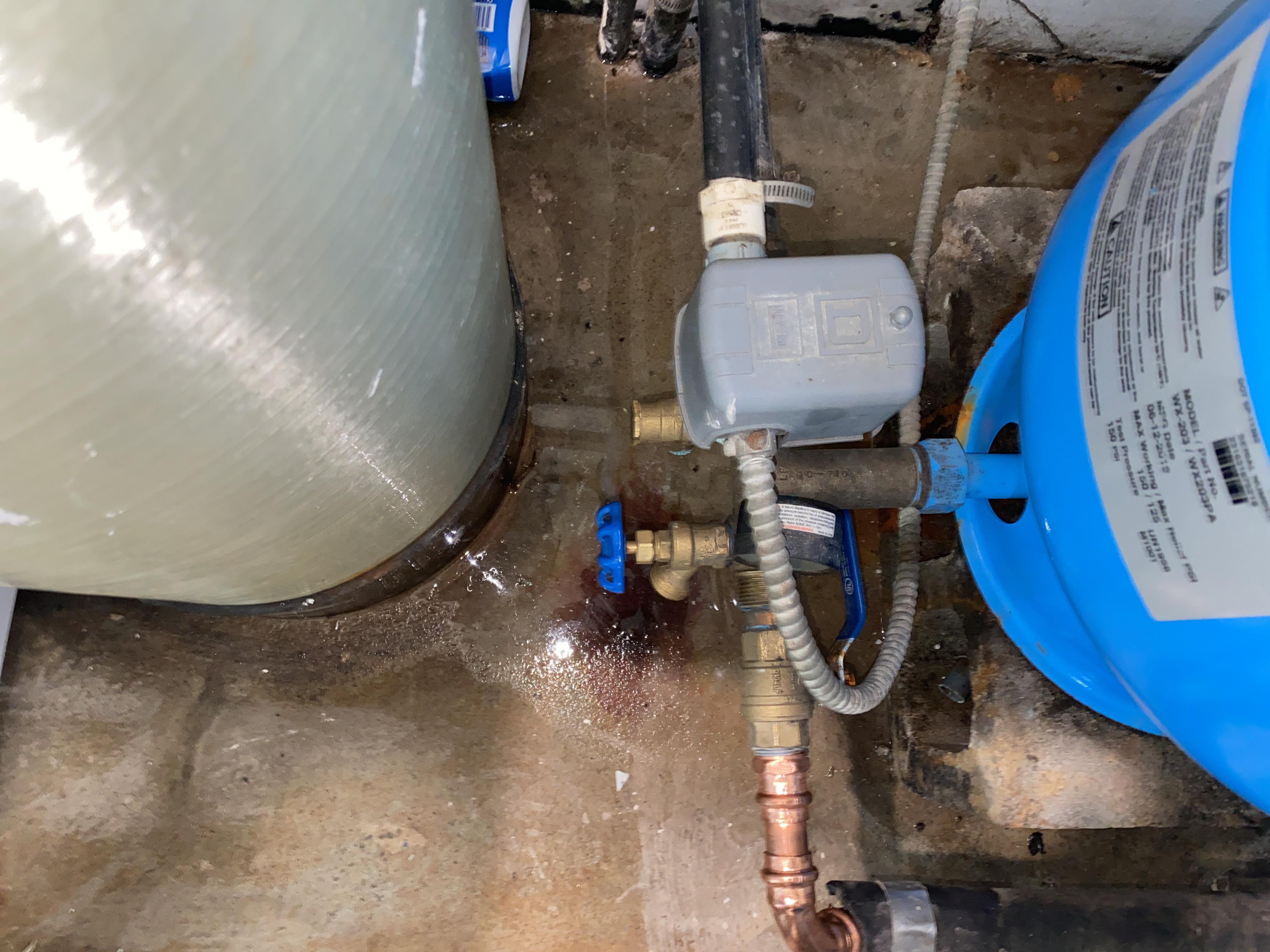 Standing water from broken pipe