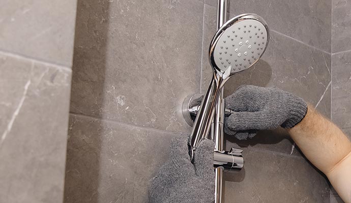 Installed shower and fixtures