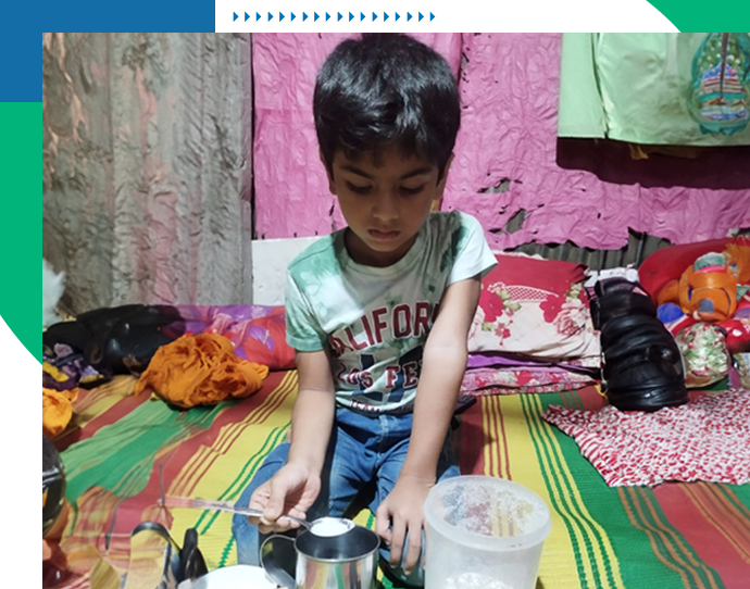 Abdullah making home made saline