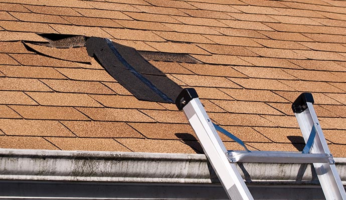 Roof leak due to storm damage