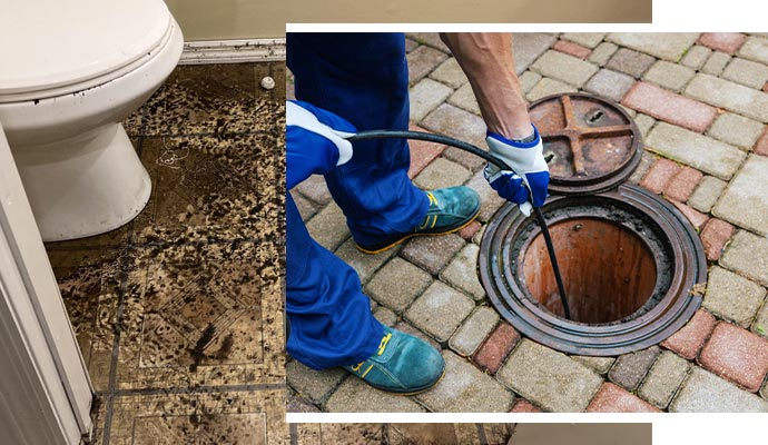 Overflowing toilet and septic tank cleaning scenes